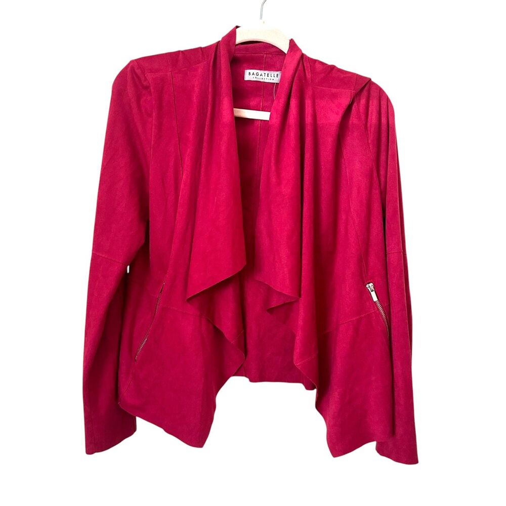 BAGATELLE Faux Suede Draped Moto Blazer NWOT Small